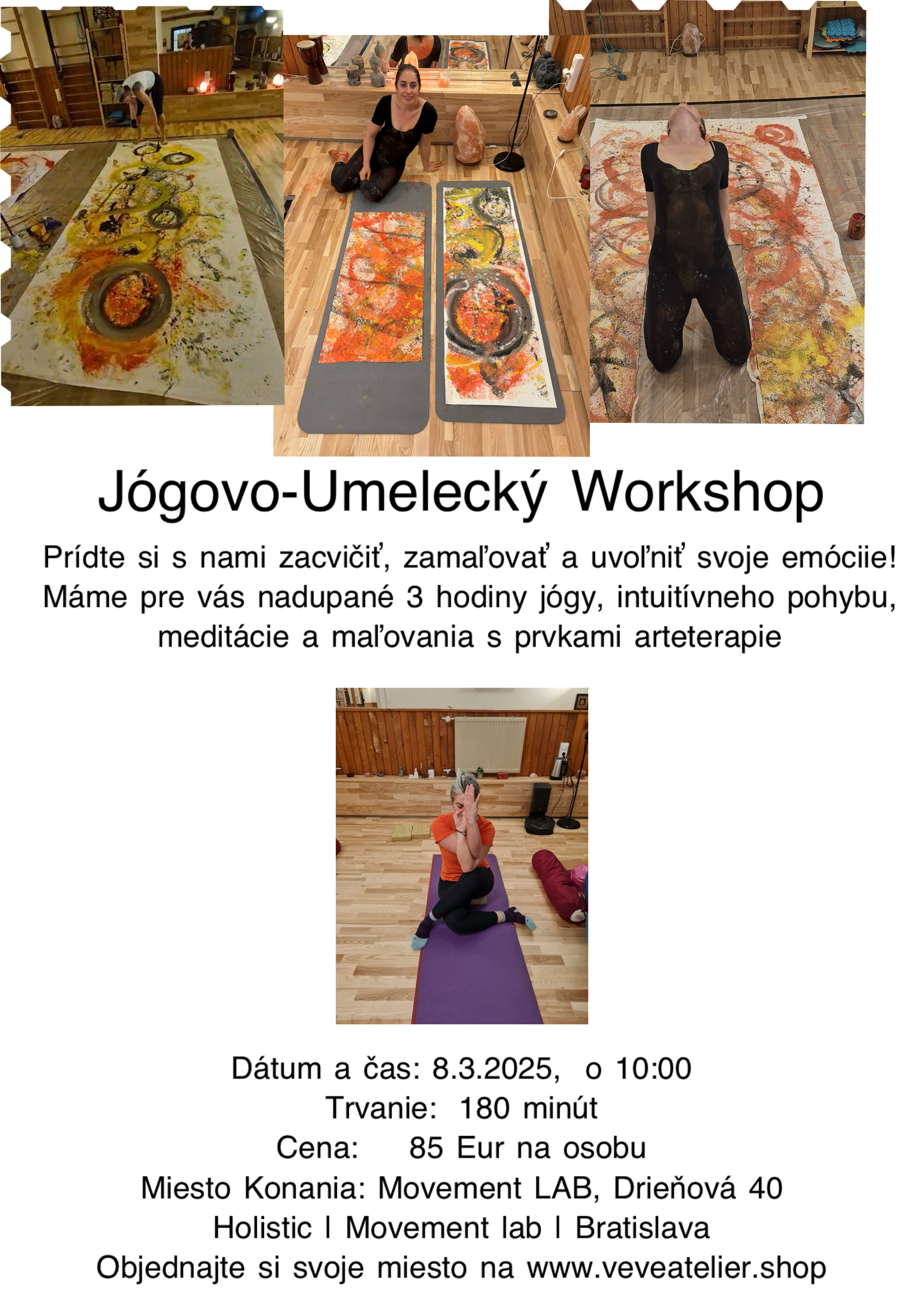 Voucher for closed  Movement & Art workshop with art therapy elements  (integrating life happiness and awakening of creativity and our inner child) valid for 1 person, 8.3. at 13:00, at Movement LAB Bratislava